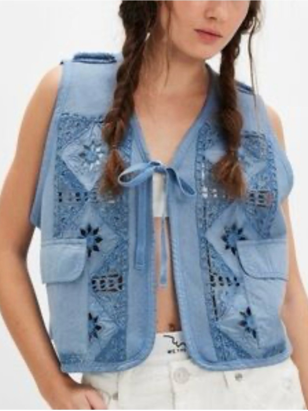 NWOT Free People Ocean Story Blue Wonderstruck Vest/shirt